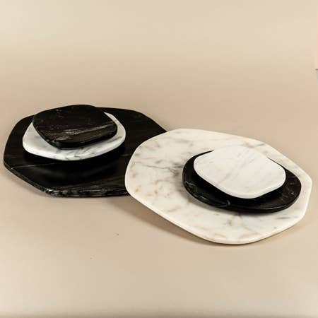 Black Marble Free Form Plate, Sm