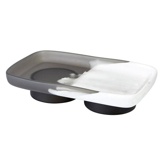 Resin Footed Charcoal & White Tray