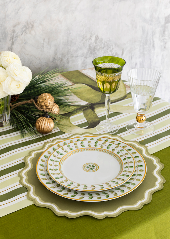 Green Stripe Paper Table Runner