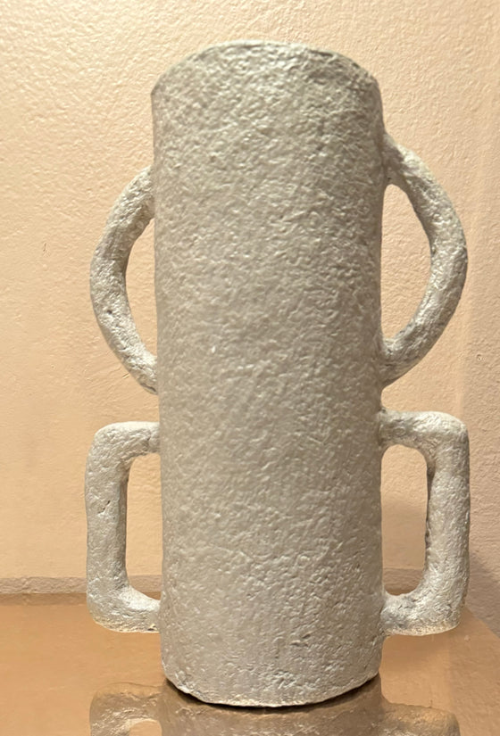 White Paper Mache vase