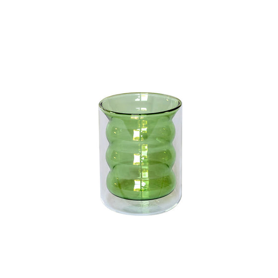 Double Layer Green Glass Vase