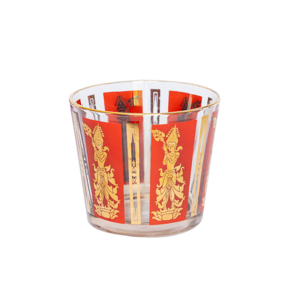 Vintage Red and Gold Ice Bucket