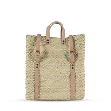  Straw Backpack with Leather Straps