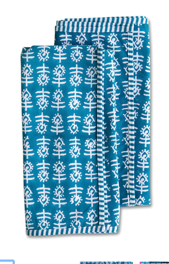 Native Flower Blockprint Tea Towel