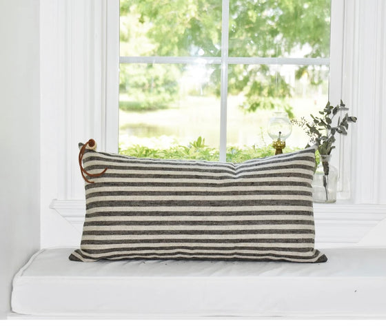 Heavy Linen Stripe Lumbar Pillow