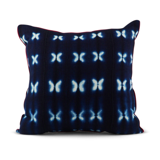 Mud cloth blue batik with white butterfly patterns